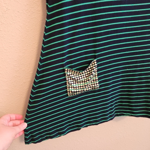 Soft Surroundings Green Navy Striped‎ Tunic Size Medium - Picture 8 of 12
